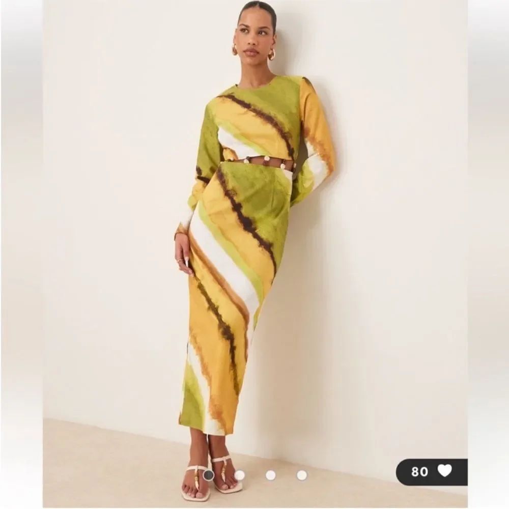 NWT NEVER FULLY DRESSED diagonal-print beaded-waist maxi dress Size US 4